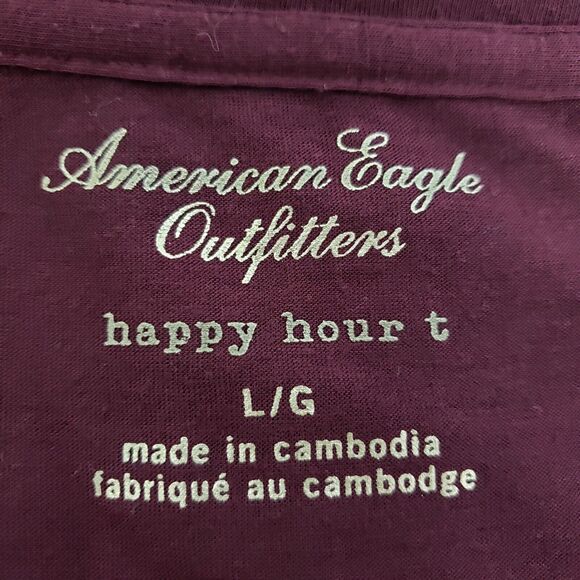 American Eagle Womens T Shirt Large Happy Hour Swing Top Sheer Pleated Chiffon - Picture 8 of 9